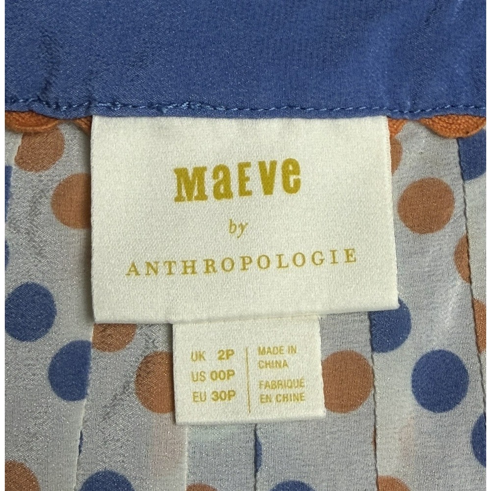 Maeve Anthropologie 100% Silk Polka Dot Camisole Button Front Tank Top 00P EUC - Picture 5 of 10